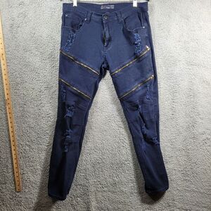 Bleecker‎ Mercer Jeans Distressed 34x32 Used Slim Zipper 92291 Grung VTG